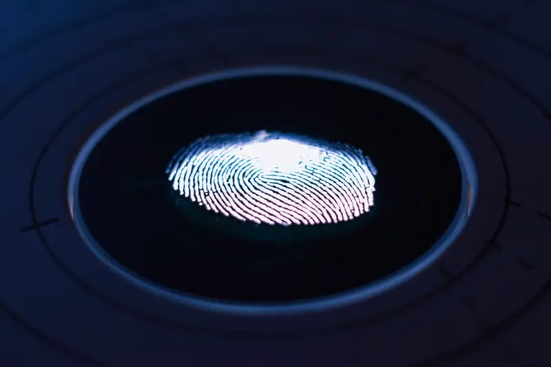 Glowing fingerprint on a biometric scanner